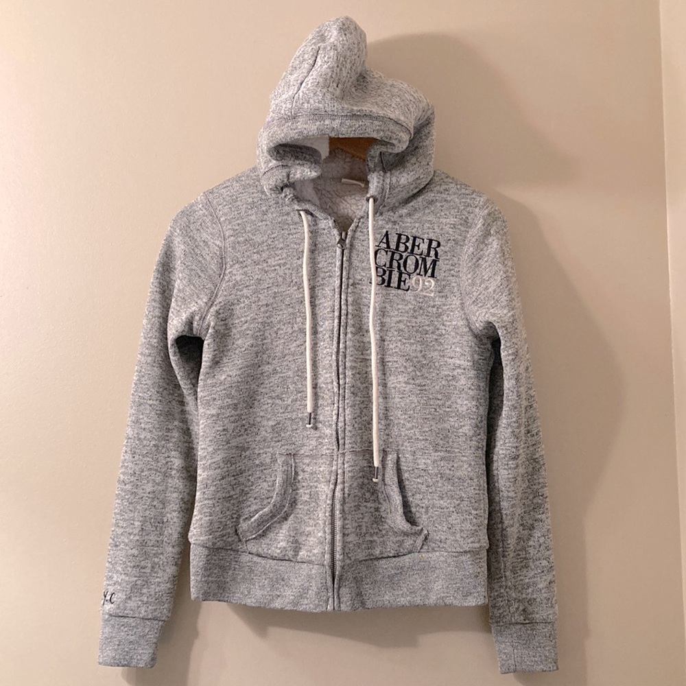 Women’s Abercrombie & Fitch Sherpa Lined Logo Hoodie | Jacket Sz Medium